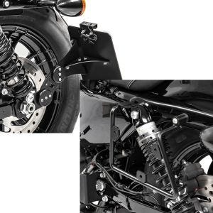 Set: Seitlicher Kennzeichenhalter für Harley Sportster 883 Iron 09-20 Craftride schwarz + Satteltaschenhalter für Harley Sportster 883 Iron 16-20 links Craftride_1