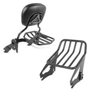 Set: Sissybar Harley Street Glide (FLHX) 09-21 Craftride Fast Driver-L Flex inkl. Gepäckträger schwarz + Gepäckträger W1 für Harley Davidson Street Glide 09-21 schwarz Craftride_1
