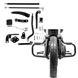 Set: Vorverlegte Fussrastenanlage für Harley Dyna Modelle 06-17 Craftride RR1 + Sturzbügel für Harley Davidson Dyna Street Bob 06-17 Craftride Mustache schwarz_1