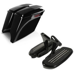 Set: Seitenkoffer Stretched für Harley Street Glide (FLHX) 06-13 Lautsprecher Latch Black Craftride + Beifahrer Trittbretter + Halter CF2B für Harley Street Glide 06-21 Craftride_1