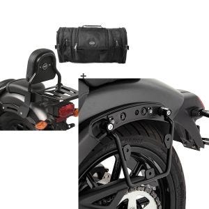 Set: Sissybar XS3 + Hecktasche RB1 für Kawasaki Vulcan S / Café 15-20 mit Gepäckträger Craftride + Satteltaschenhalter für Kawasaki Vulcan S / Café 15-20 links Satteltaschen Abstandshalter Craftride_1