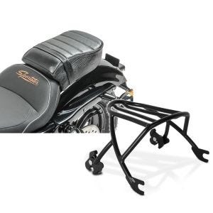 Set: Sozius Sitz mit Polsterung für Harley Sportster Forty-Eight 48/ 883 Iron Craftride + Gepäckträger Solo Rack Abnehmbar für Harley Sportster 883 Iron 09-20 schwarz Craftride_1