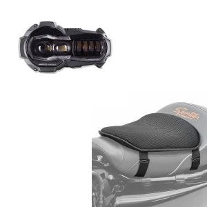 Set: LED Scheinwerfer für BMW R 1200 GS / Adventure 04-13 Hauptscheinwerfer mit ECE Lumitecs QL2 + Gel Sitzkissen BMW R 1200 GS / Adventure Komfortkissen M Tourtecs schwarz_1
