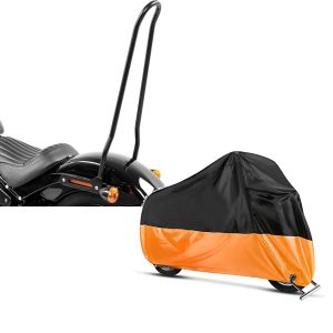 Set: Sissybar für Harley Davidson Softail Street Bob 18-21 Tampa XL schwarz Craftride + Abdeckplane Harley Softail Street Bob / Fat Bob / 114 Craftride XXL in schwarz-orange_1