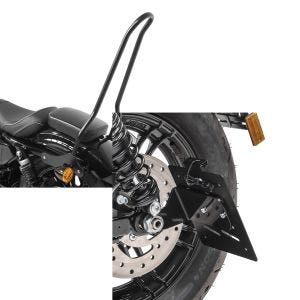 Set: Sissybar für Harley Sportster Forty-Eight 48 10-20 Craftride Tampa + Kennzeichenhalter seitlich S für Harley Sportster Forty-Eight 48 10-20 schwarz Craftride_1