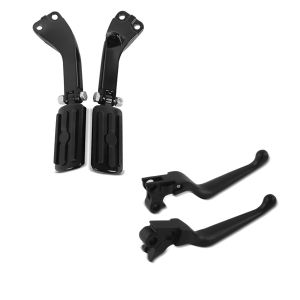 Set: Sozius Fussrasten Set mit Halter für Harley Dyna Street Bob 06-17 BL1 schwarz Craftride + Bremshebel und Kupplungshebel-Set Grip für Harley Davidson Dyna Street Bob 06-17 schwarz Craftride_1