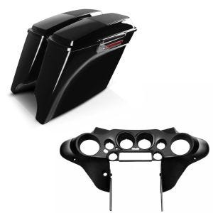 Set: Seitenkoffer Stretched für Harley Street Glide (FLHX) 06-13 Lautsprecher Latch Black Craftride + Innenverkleidung Batwing für Harley Street Glide 06-13 schwarz glänzend Craftride_1