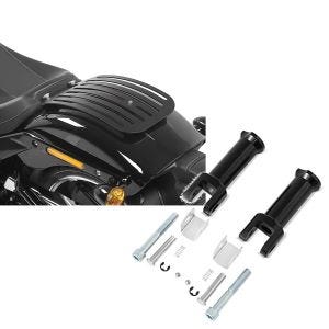 Set: Gepäckträger für Harley Fat Boy / 114 18-21 Solo Rack L1 Gepäckbrücke Craftride + Sozius Fussrasten-Halter für Harley Davidson Softail 18-21 Craftride schwarz_1