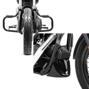 Set: Sturzbügel für Harley Davidson Dyna Street Bob 06-17 Craftride Mustache schwarz + Bugspoiler für Harley Davidson Dyna Street Bob 06-17 Craftride_1