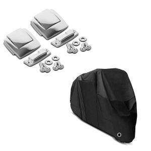 Set: Topcase Verschluss Set für Harley Electra Glide Ultra Classic 89-13 Scharnier Craftride chrom + Abdeckplane Harley Electra Glide Ultra Classic / Limited Craftride XXXXL in schwarz_1