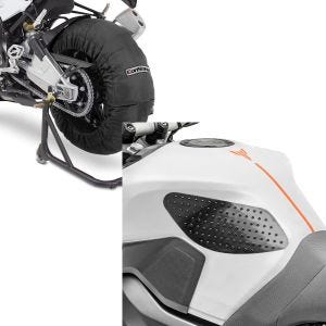 Set: Reifenwärmer Set für Yamaha YZF-R6 YZF-R1 ConStands Laguna Seca 60-80°C schwarz + Tankpad seitlich für Yamaha YZF-R6 / YZF-R3 / YZF-R1 Seiten Tankpad Zaddox Grip M schwarz_1
