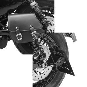 Set: Schwingentasche + Halter für Harley Sportster 883 Iron 09-20 Craftride + Kennzeichenhalter seitlich S für Harley Sportster 883 Iron 19-20 schwarz Craftride_1