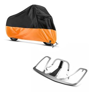Set: Gepäckträger New Style Honda Goldwing GL 1800 01-16 chrom Craftride + Abdeckplane Honda Gold Wing 1500 / 1800 Craftride XXXXL in schwarz-orange_1