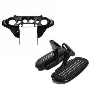 Set: Innenverkleidung Batwing für Harley Street Glide 06-13 schwarz glänzend Craftride + Beifahrer Trittbretter + Halter CF2B für Harley Street Glide 06-21 Craftride_1