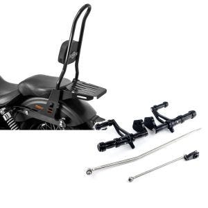 Set: Sissybar Harley Davidson Dyna Street Bob 06-08 Harley Davidson Craftride Fast Rider-XL inkl. Gepäckträger schwarz + Vorverlegte Fußrastenanlage für Harley Dyna Street Bob 06-17 Craftride schwarz_1
