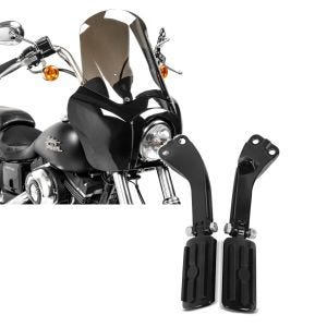 Set: Lampenmaske MG5 für Harley Dyna Street Bob 06-17 Lampen Verkleidung schwarz-rauchgrau Craftride + Sozius Fussrasten Set mit Halter für Harley Dyna Street Bob 06-17 BL1 schwarz Craftride_1