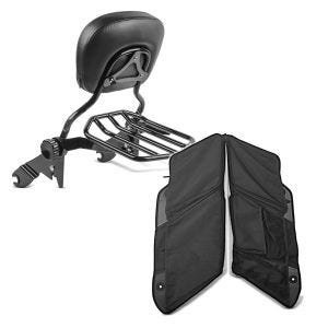 Set: Sissybar Harley Street Glide (FLHX) 09-21 Craftride Fast Driver-L Flex inkl. Gepäckträger schwarz + Seitenkoffer Organizer WL für Harley Street Glide 14-21 Satteltaschen Innenwand Craftride schwarz_1