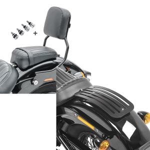 Set: Sissybar R1 für Harley Softail Slim 18-21 mit Docking Kit schwarz Craftride + Gepäckträger für Harley Davidson Softail 18-21 Solo Rack L1 Gepäckbrücke Craftride_1