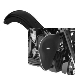 Set: Heckfender II für Harley Street Glide 09-20 Kotflügel hinten Craftride schwarz + Sturzbügel Spritzschutz für Harley Street Glide 06-21 Beinwärmer Craftride_1