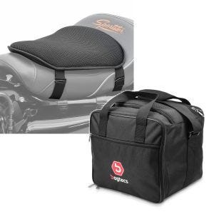Set: Gel Sitzkissen BMW R 1200 GS / Adventure Komfortkissen M Tourtecs schwarz + Innentasche Aluminium Topcase für BMW R 1250 GS / 1200 GS /Adventure 04-21 Alukoffer Bagtecs MT1_1