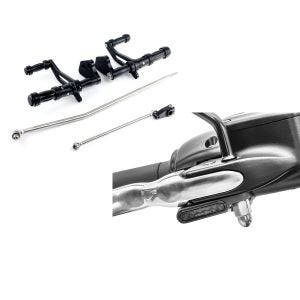 Set: Vorverlegte Fußrastenanlage für Harley Dyna Street Bob 06-17 Craftride schwarz + LED Lenkerblinker für Harley Davidson Dyna Street Bob Lumitecs Blinker M2 getönt_1