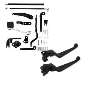 Set: Vorverlegte Fussrastenanlage für Harley Dyna Modelle 06-17 Craftride RR1 + Bremshebel und Kupplungshebel-Set Grip für Harley Davidson Dyna Street Bob 06-17 schwarz Craftride_1