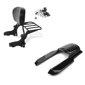 Set: Sissy Bar + Gepäckträger + Docking-Kit für Harley-Davidson Road King 97-08 schwarz Craftride + Kotflügelverlängerung hinten für Harley Road King 96-08 Craftride_1