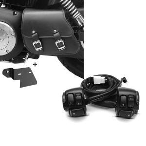 Set: Schwingentasche + Halter für Harley Dyna Street Bob 06-17 Craftride + Lenkerschalter für Harley Davidson Dyna Street Bob 06-11 Lenkerarmatur schwarz Craftride_1