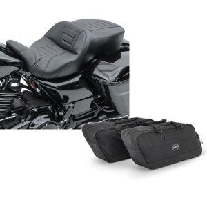 Set: Sitzbank für Harley Street Glide Special 15-21 Craftride TG3 in schwarz + Koffer Innentaschen für Harley Street Glide Special 15-21 Craftride BG1 Paar_1