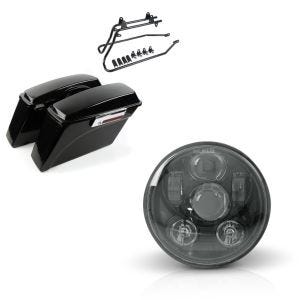 Set: Seitenkoffer Set für Harley Dyna Street Bob 08-17 DY1 Craftride + Hauptscheinwerfer LED 5,75 Zoll für Harley Dyna Street Bob 06-17 schwarz von Craftride_1