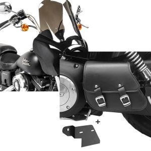 Set: Lampenmaske MG5 für Harley Dyna Street Bob 06-17 Lampen Verkleidung schwarz-rauchgrau Craftride + Schwingentasche + Halter für Harley Dyna Street Bob 06-17 Craftride_1