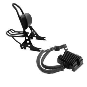 Set: Sissybar Harley Davidson Sportster Forty-Eight 48 10-20 Craftride Fast Rider-M inkl. Gepäckträger schwarz + Spannungsregler für Harley-Davidson Sportster Forty-Eight 48 10-13 Gleichrichter Laderegler Craftride_1
