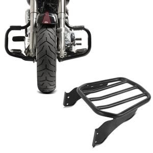 Set: Sturzbügel für Harley Davidson Fat Boy Special 2010-2017 Craftride Mustache schwarz + Gepäckträger für Harley-Davidson Softail 06-17 schwarz Craftride_1