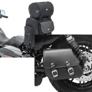 Set: Sissybar Tasche für Harley Sportster Forty-Eight 48 / Special Hecktasche Craftride SXL mit Gepäckrolle + Schwingentasche + Halter für Harley Sportster Forty-Eight 48 10-20 Craftride_1