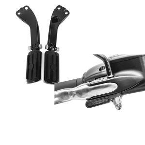 Set: Sozius Fussrasten Set mit Halter für Harley Dyna Street Bob 06-17 BL1 schwarz Craftride + LED Lenkerblinker für Harley Davidson Dyna Street Bob Lumitecs Blinker M2 getönt_1