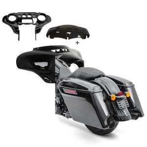 Sett: Batwing kåpe komplett sett egnet for Street Glide 14-22 Craftride + strukket sideveske egnet for Street Glide (FLHX) 14-22 Latch Black Craftride