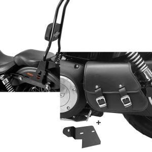 Set: Sissybar Harley Davidson Dyna Street Bob 06-08 Harley Davidson Craftride Fast Rider-XL inkl. Gepäckträger schwarz + Schwingentasche + Halter für Harley Dyna Street Bob 06-17 Craftride_1