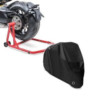 Set: Einarmständer Honda CB 1000 R 08-16 Montageständer ConStands Single-Classic rot + Abdeckplane Honda CBF 1000 / F  CBF 500 / 600 / S  CB 1000 R Craftride XL in schwarz_1