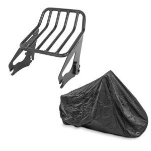 Set: Gepäckträger W1 für Harley Davidson Street Glide 09-21 schwarz Craftride + Abdeckplane Harley Street Glide / Special Craftride XXXL schwarz_1