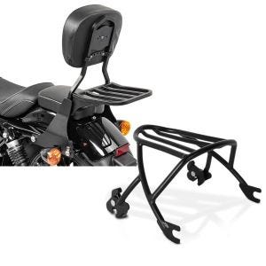 Set: Sissybar Harley Sportster 883 Iron (XL 883 N) 09-20 Craftride Fast Driver-S inkl. Gepäckträger schwarz + Gepäckträger Solo Rack Abnehmbar für Harley Sportster 883 Iron 09-20 schwarz Craftride_1