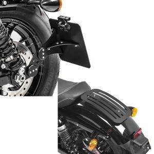 Set: Seitlicher Kennzeichenhalter für Harley Sportster 883 Iron 09-20 Craftride schwarz + Gepäckträger für Harley Sportster 883 Iron 09-20 Solo Rack L1 Gepäckbrücke Craftride_1