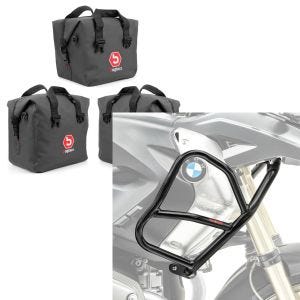 Set: Innentaschen für Aluminium Koffer + Topcase für BMW R 1200 GS/ Adventure 04-18 BAgtecs + Verkleidungsschutzbügel XL für BMW R 1200 GS 08-12 Tank-Sturzbügel oben_1