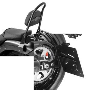 Set: Sissybar Kawasaki Vulcan S / Café 15-21 Craftride Rider-XL inkl. Gepäckträger schwarz + Kennzeichenhalter seitlich M für Kawasaki Vulcan S / Café 15-21 schwarz Craftride_1