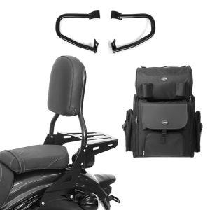 Set: Sissybar CL + Hecktasche für Indian Scout / Sixty 15-21 mit Gepäckträger Craftride + Sturzbügel Indian Scout/ Sixty 15-21 Craftride schwarz_1