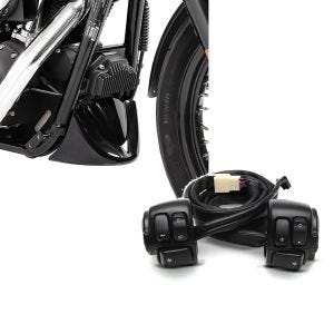 Set: Bugspoiler für Harley Davidson Dyna Street Bob 06-17 Craftride + Lenkerschalter für Harley Davidson Dyna Street Bob 06-11 Lenkerarmatur schwarz Craftride_1