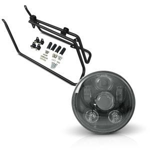 Set: Seiten Kofferträger für Harley Davidson Dyna Street Bob 08-17 Craftride + Hauptscheinwerfer LED 5,75 Zoll für Harley Dyna Street Bob 06-17 schwarz von Craftride_1