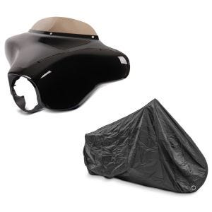 Set: Batwing Verkleidung Set für Harley Street Glide 06-13 Craftride + Abdeckplane Harley Street Glide / Special Craftride XXXL schwarz_1