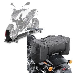 Set: Rangierschiene Harley Rocker / C ConStands Smart-Mover mit Wippe grau + Hecktasche für Harley Rocker / C (FXCWC) SQ1 Craftride 52l schwarz_1