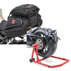 Set: Hecktaschen Set Ducati Diavel / S Bagtecs X50 und X52 + Einarmständer Ducati Diavel / S 11-20 Montageständer ConStands Single-Classic rot_1