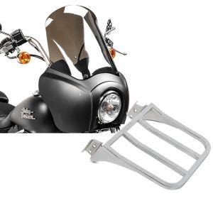 Set: Frontverkleidung für Harley Dyna Street Bob 06-17 Craftride MG5 mit Scheibe schwarz-matt rauchgrau + Gepäckträger für Harley Dyna Street Bob 06-17 chrom Craftride_1